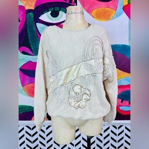 VTG 1980s Adolfo Cream Textured Sweater
